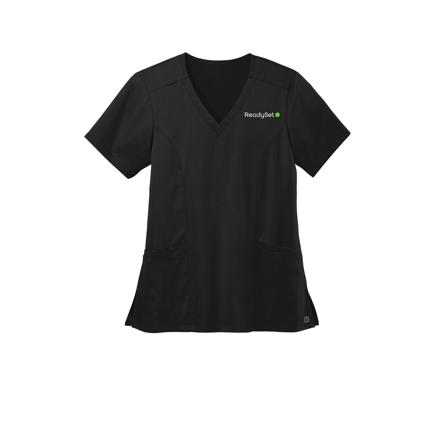 readysetsurgical-wink-womens-premiere-flex-v-neck-embroidery-leftchest-WW4168-black-flat-front