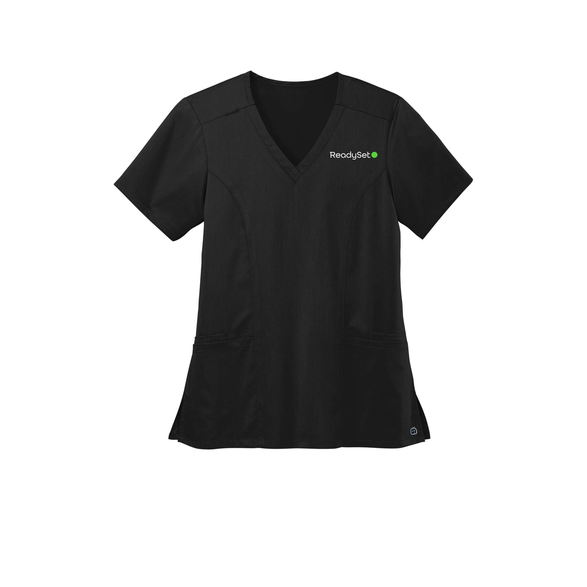 readysetsurgical-wink-womens-premiere-flex-v-neck-embroidery-leftchest-WW4168-black-flat-front