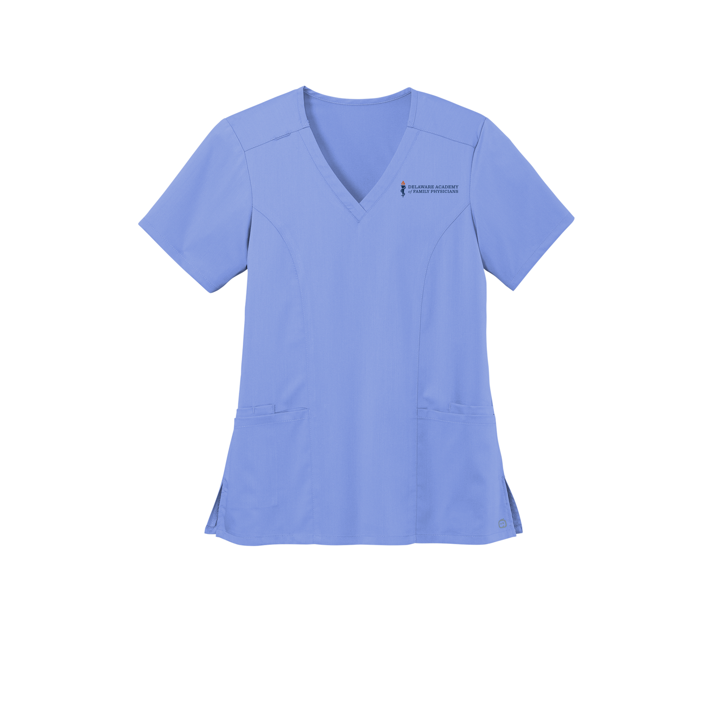 delfamdoc-wink-womens-premiere-flex-v-neck-embroidery-leftchest-WW4168-ceilblue-flat-front