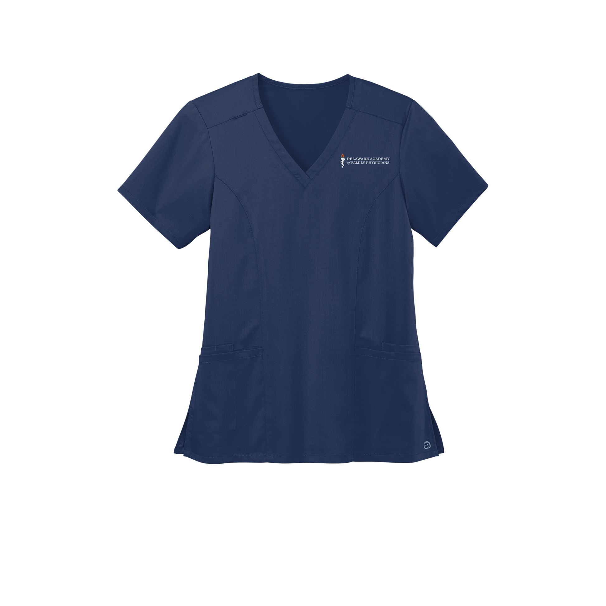 delfamdoc-wink-womens-premiere-flex-v-neck-embroidery-leftchest-WW4168-navy-flat-front