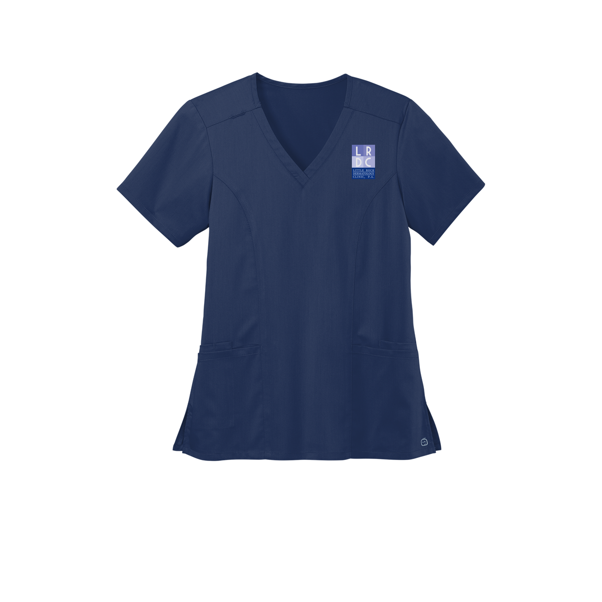 littlerockdermatology-wink-womens-premiere-flex-v-neck-embroidery-leftchest-WW4168-navy-flat-front