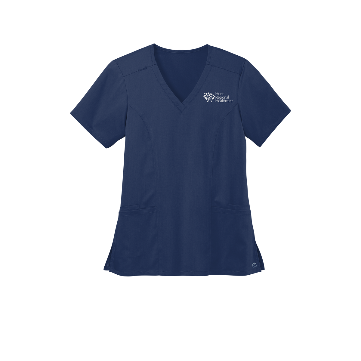huntregional-wink-womens-premiere-flex-v-neck-embroidery-leftchest-WW4168-navy-flat-front