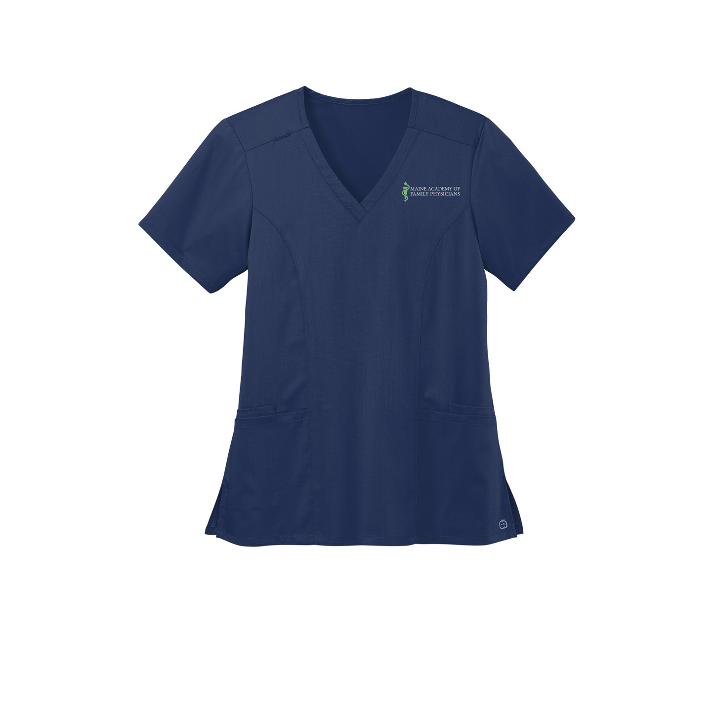 maineafp-wink-womens-premiere-flex-v-neck-embroidery-leftchest-WW4168-navy-flat-front