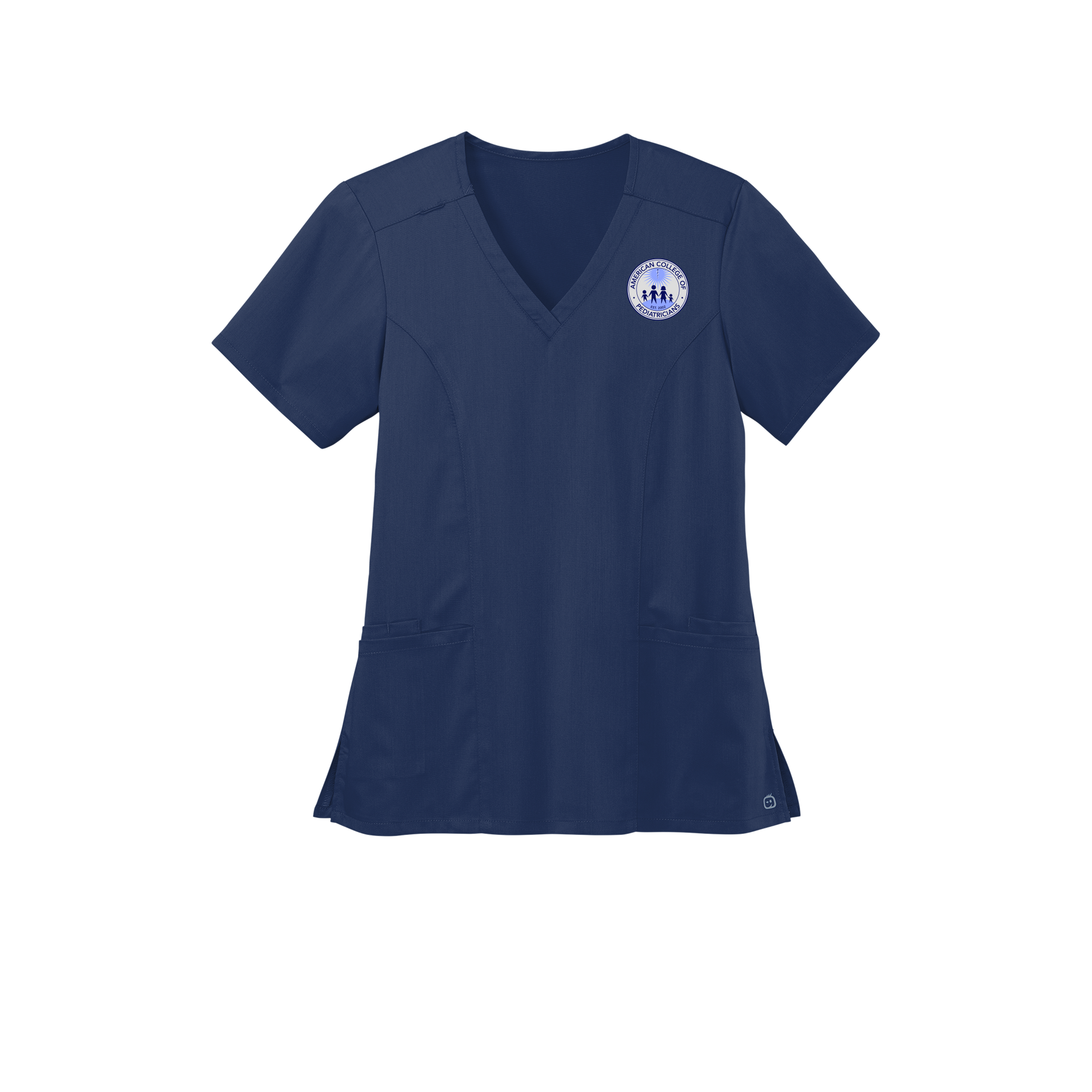 acpeds-wink-womens-premiere-flex-v-neck-embroidery-leftchest-WW4168-navy-flat-front