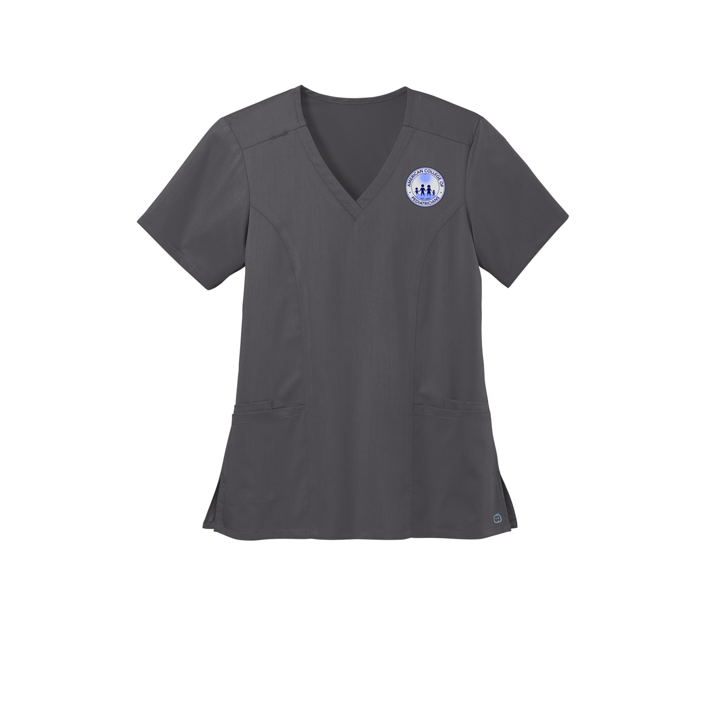 acpeds-wink-womens-premiere-flex-v-neck-embroidery-leftchest-WW4168-pewter-flat-front