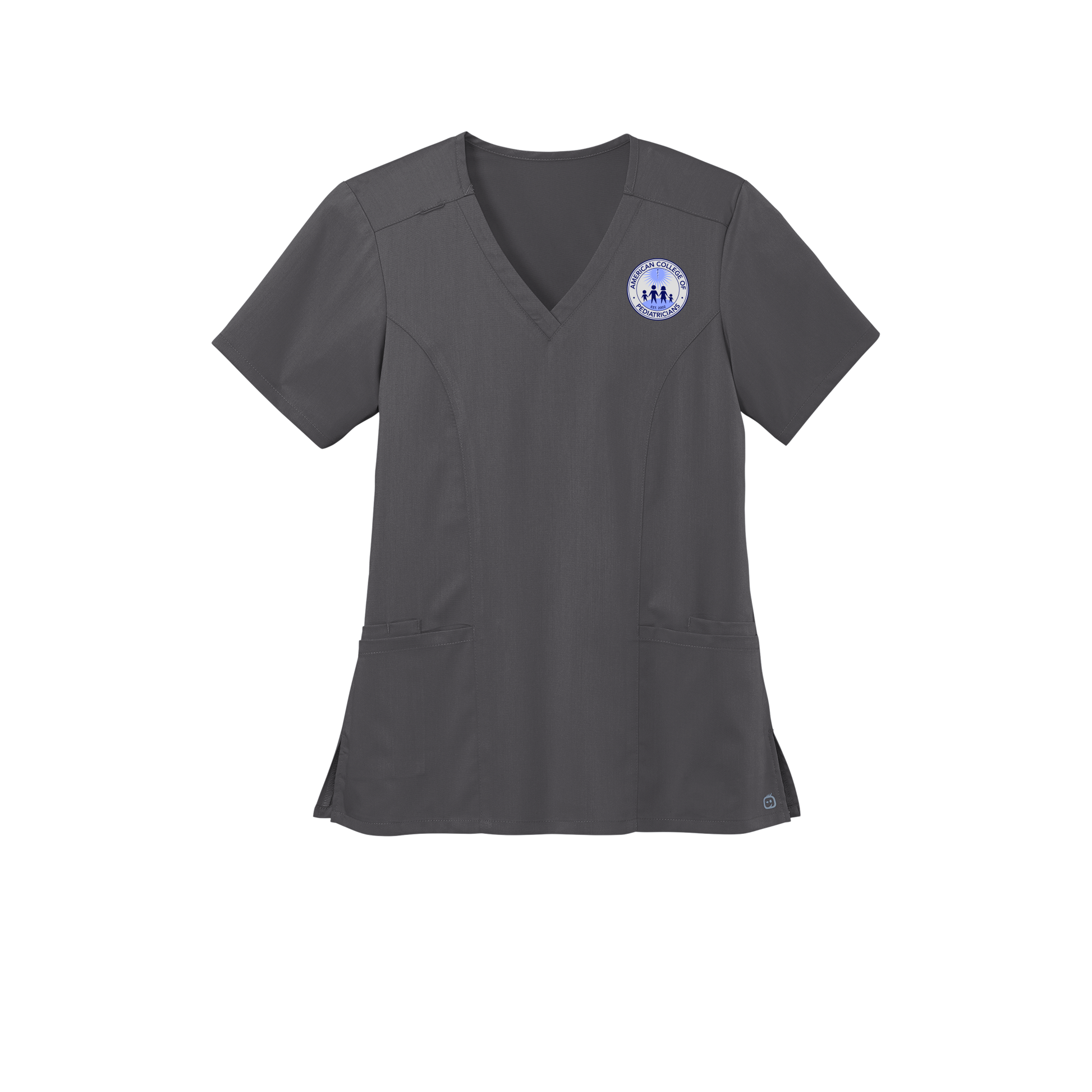 acpeds-wink-womens-premiere-flex-v-neck-embroidery-leftchest-WW4168-pewter-flat-front