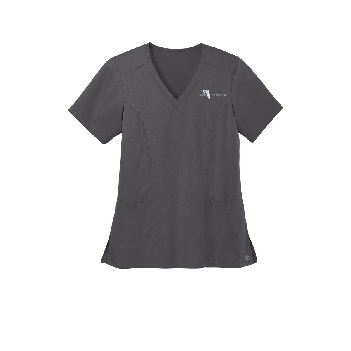 floridapainmedicine-wink-womens-premiere-flex-v-neck-embroidery-leftchest-WW4168-pewter-flat-front