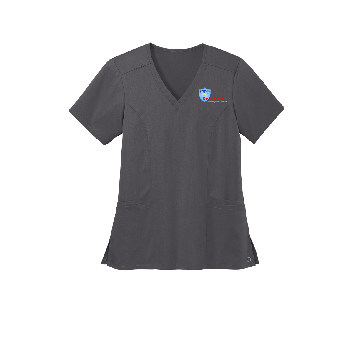 drgalen-wink-womens-premiere-flex-v-neck-embroidery-leftchest-WW4168-pewter-flat-front