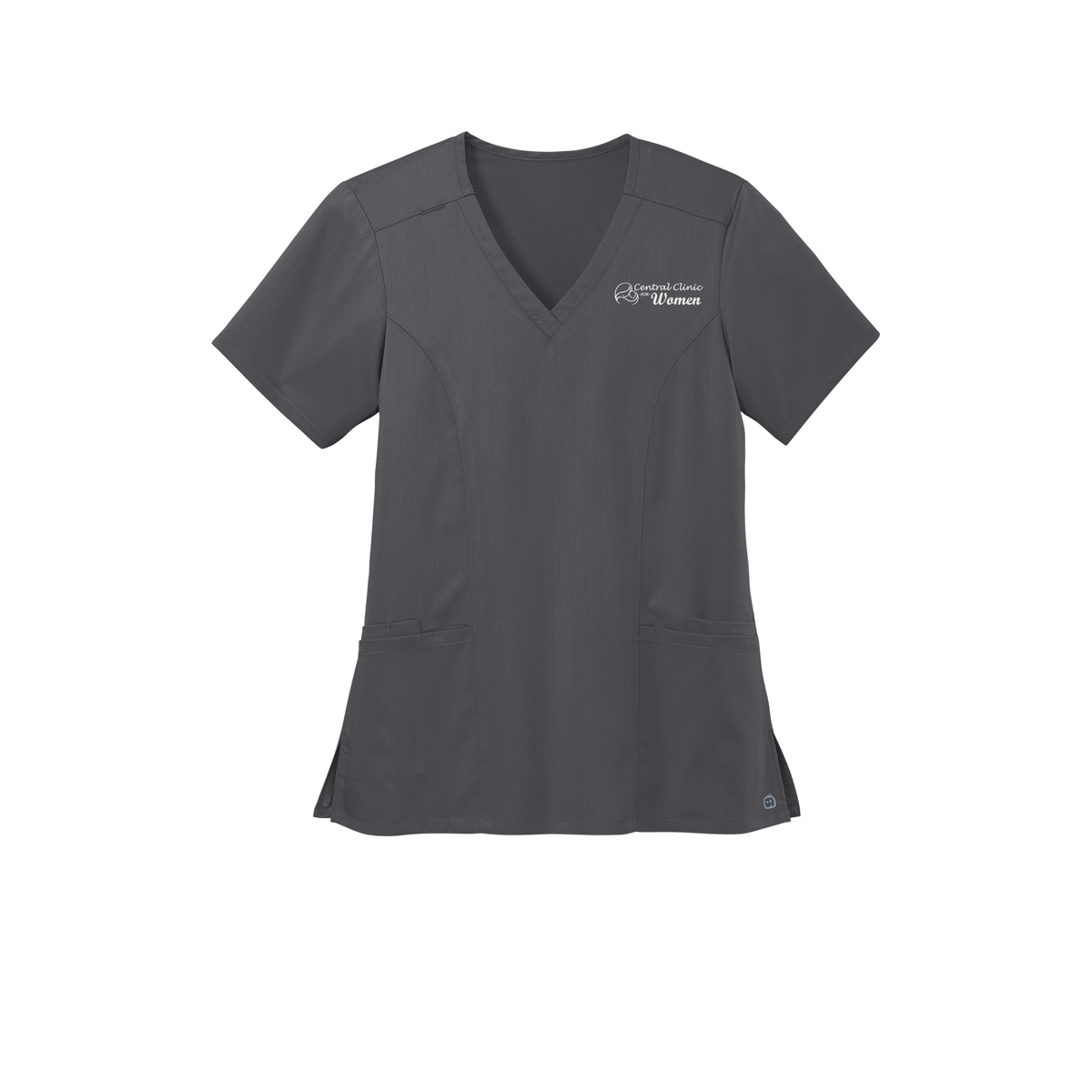 centralclinicforwomen-wink-womens-premiere-flex-v-neck-embroidery-leftchest-WW4168-pewter-flat-front