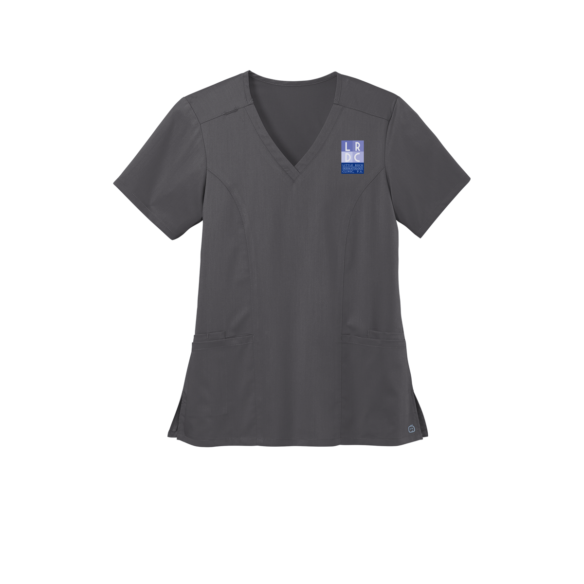 littlerockdermatology-wink-womens-premiere-flex-v-neck-embroidery-leftchest-WW4168-pewter-flat-front