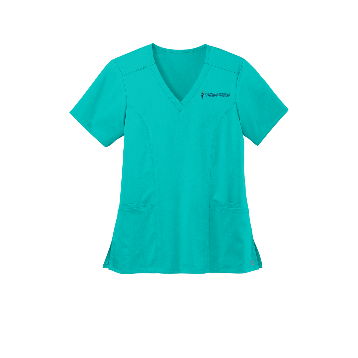delfamdoc-wink-womens-premiere-flex-v-neck-embroidery-leftchest-WW4168-tealblue-flat-front