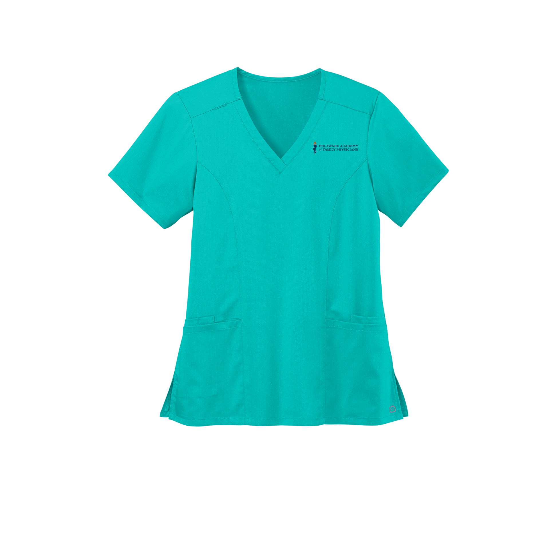 delfamdoc-wink-womens-premiere-flex-v-neck-embroidery-leftchest-WW4168-tealblue-flat-front