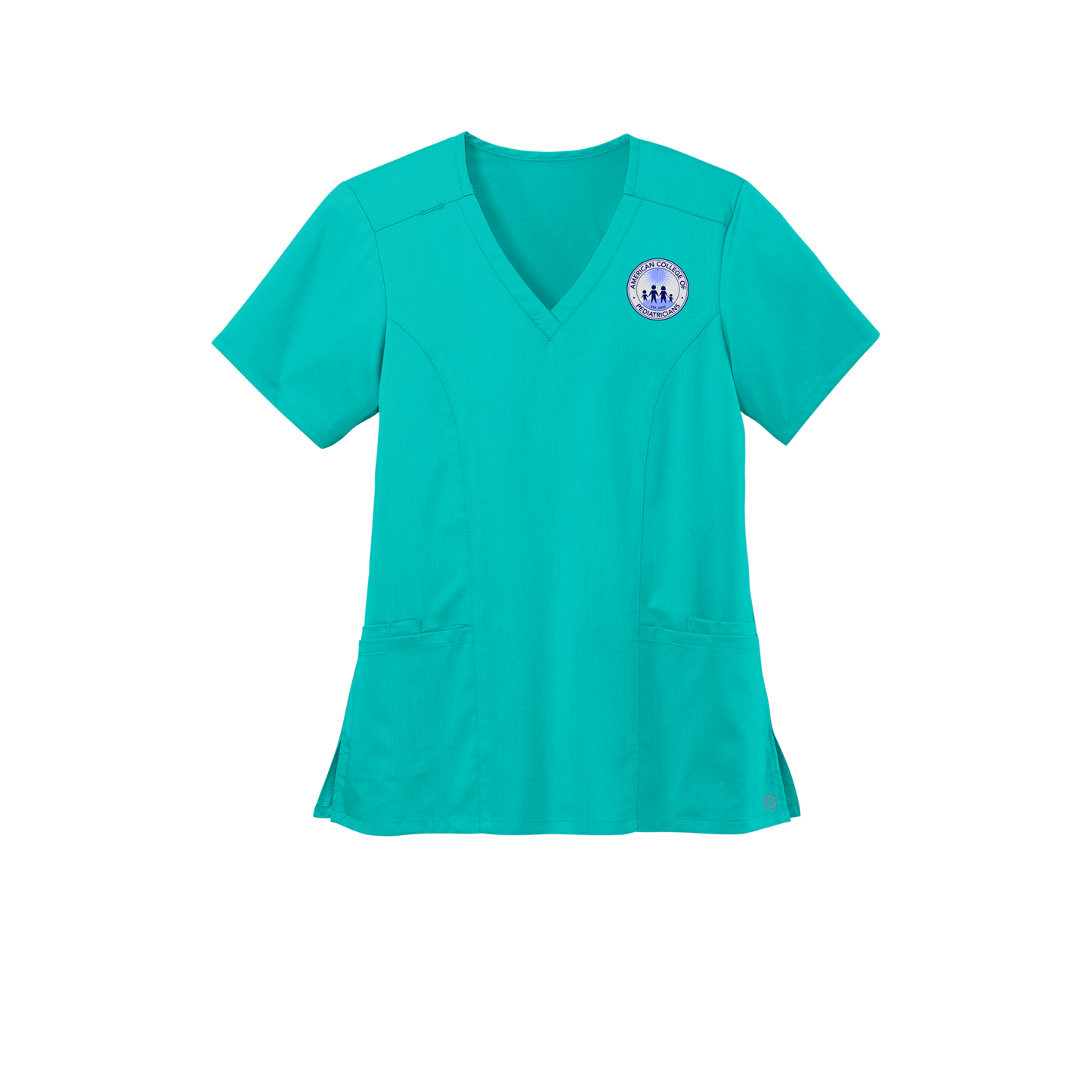acpeds-wink-womens-premiere-flex-v-neck-embroidery-leftchest-WW4168-tealblue-flat-front