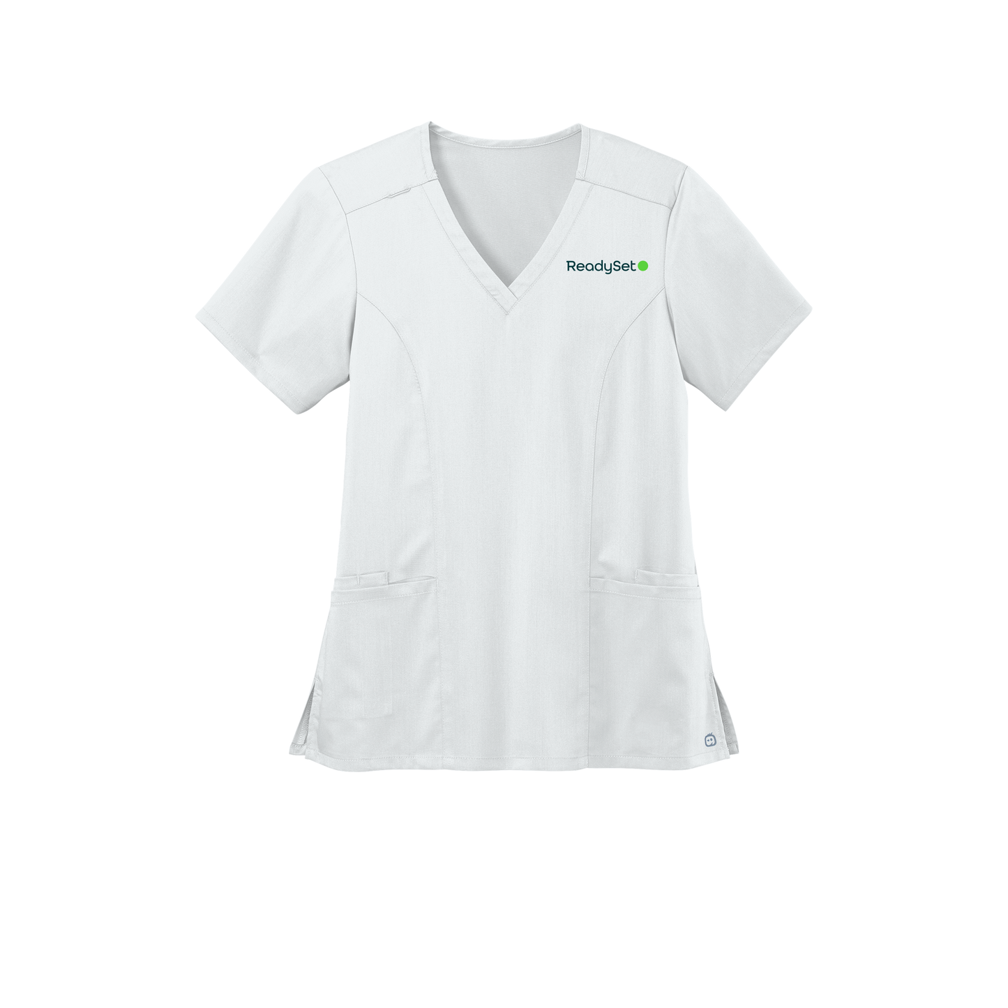 readysetsurgical-wink-womens-premiere-flex-v-neck-embroidery-leftchest-WW4168-white-flat-front