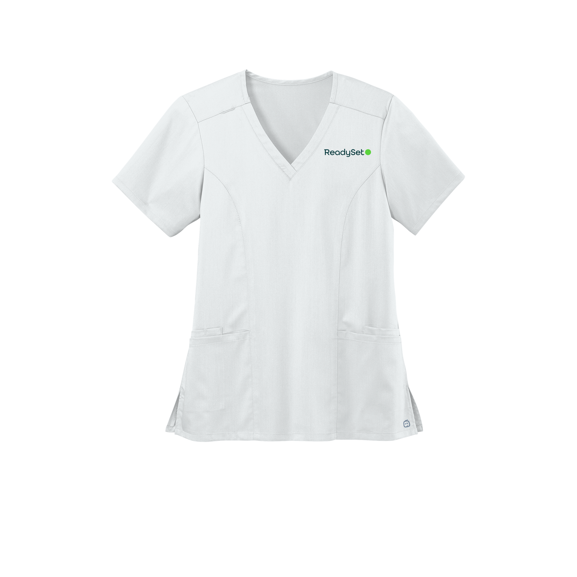 readysetsurgical-wink-womens-premiere-flex-v-neck-embroidery-leftchest-WW4168-white-flat-front