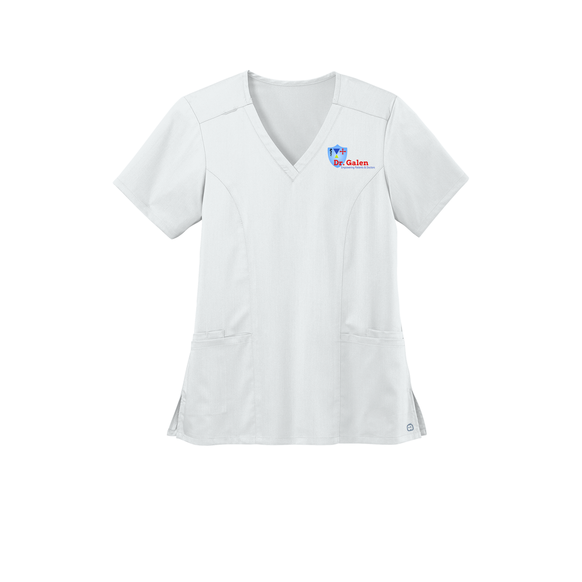 drgalen-wink-womens-premiere-flex-v-neck-embroidery-leftchest-WW4168-white-flat-front