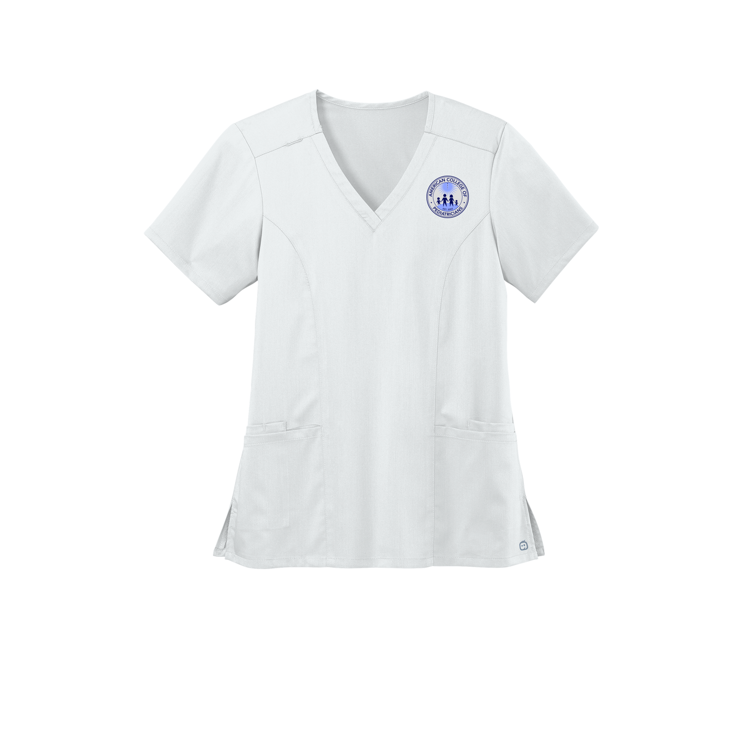 acpeds-wink-womens-premiere-flex-v-neck-embroidery-leftchest-WW4168-white-flat-front