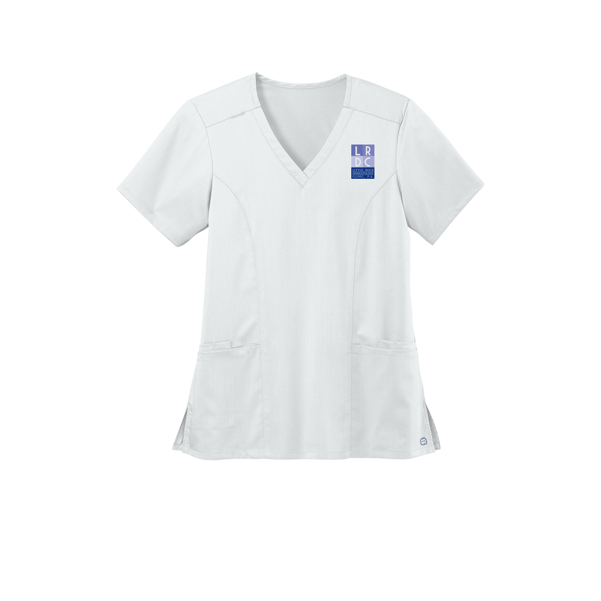 littlerockdermatology-wink-womens-premiere-flex-v-neck-embroidery-leftchest-WW4168-white-flat-front