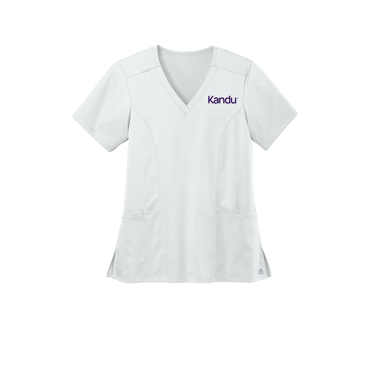 kandu-wink-womens-premiere-flex-v-neck-embroidery-leftchest-WW4168-white-flat-front