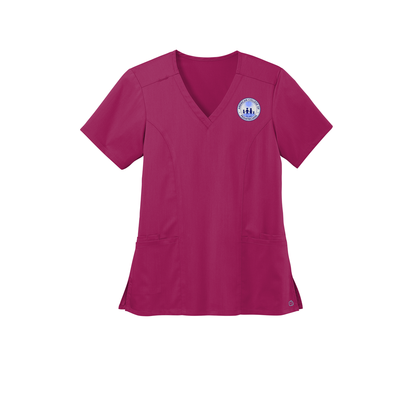 acpeds-wink-womens-premiere-flex-v-neck-embroidery-leftchest-WW4168-wine-flat-front