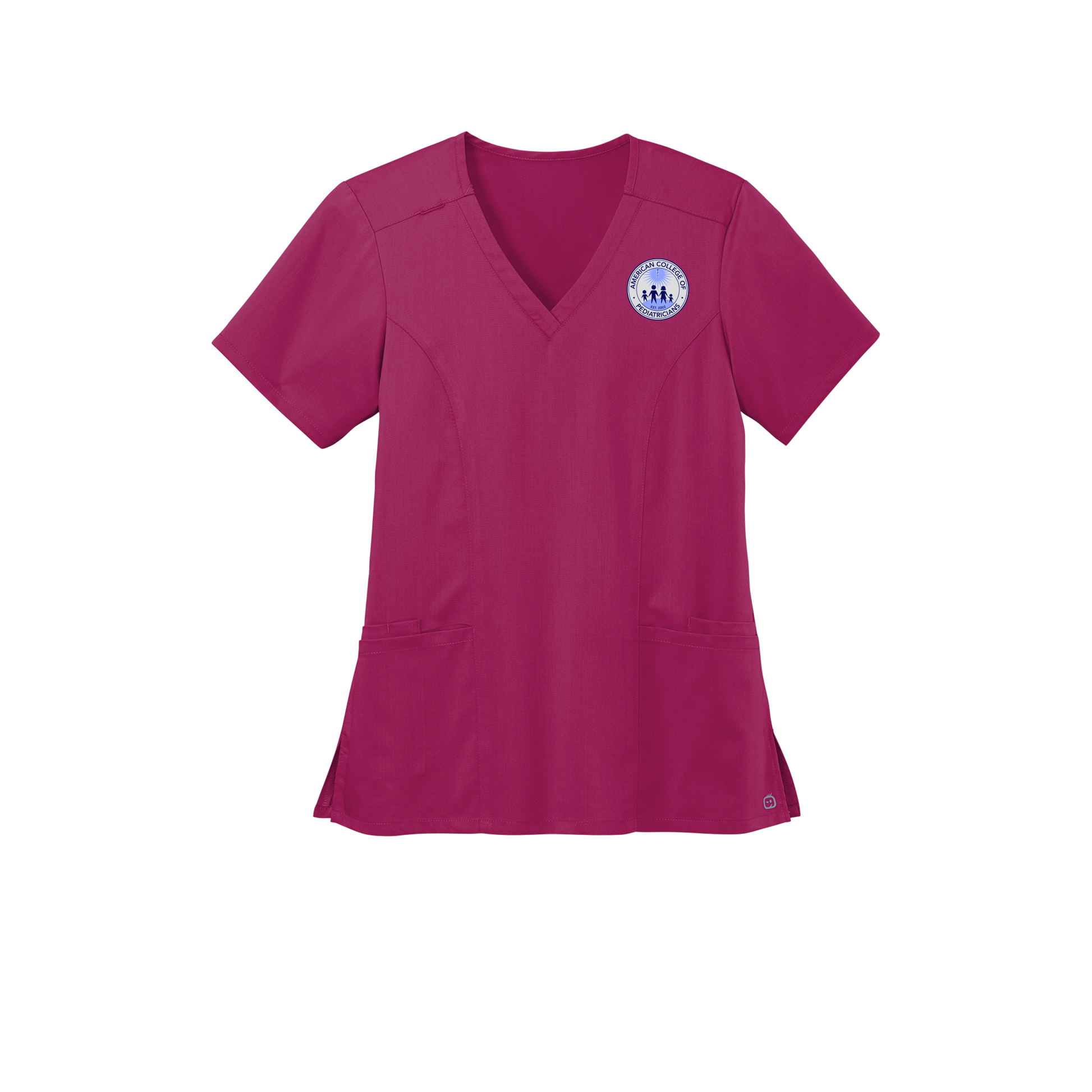 acpeds-wink-womens-premiere-flex-v-neck-embroidery-leftchest-WW4168-wine-flat-front