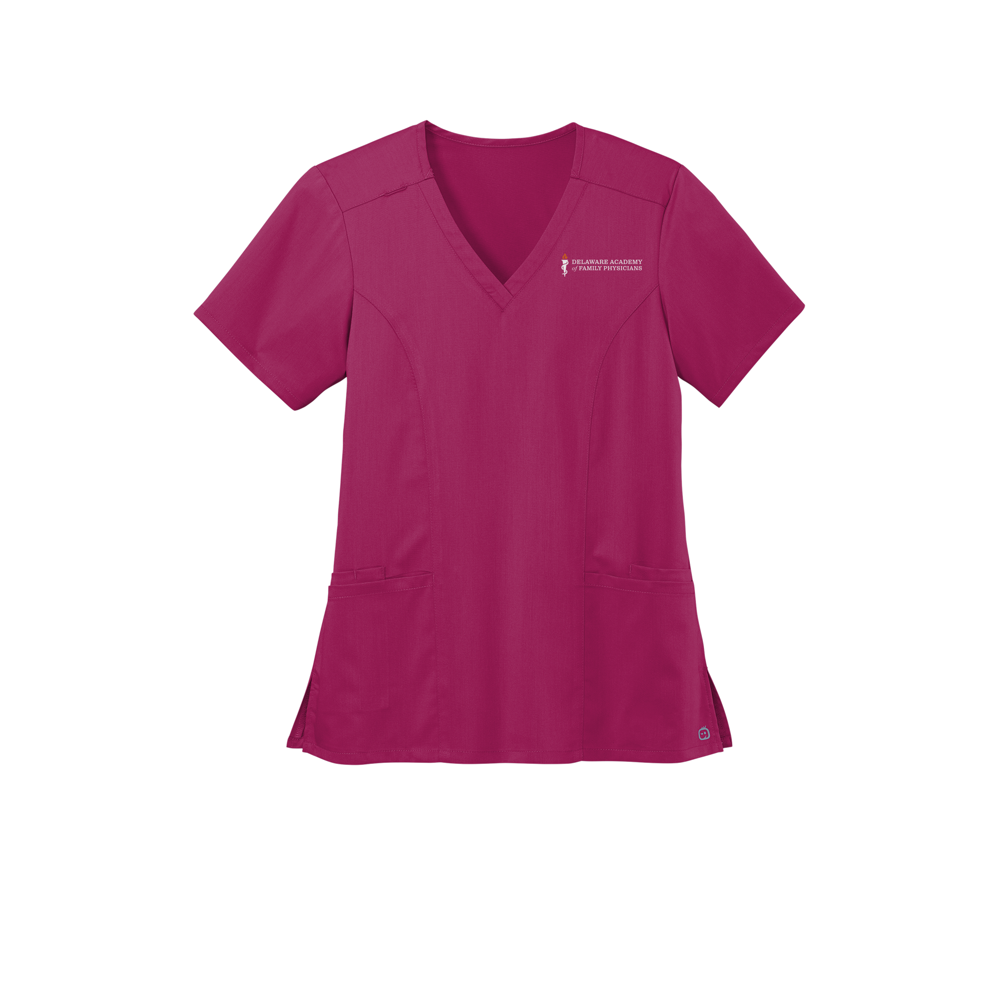 delfamdoc-wink-womens-premiere-flex-v-neck-embroidery-leftchest-WW4168-wine-flat-front