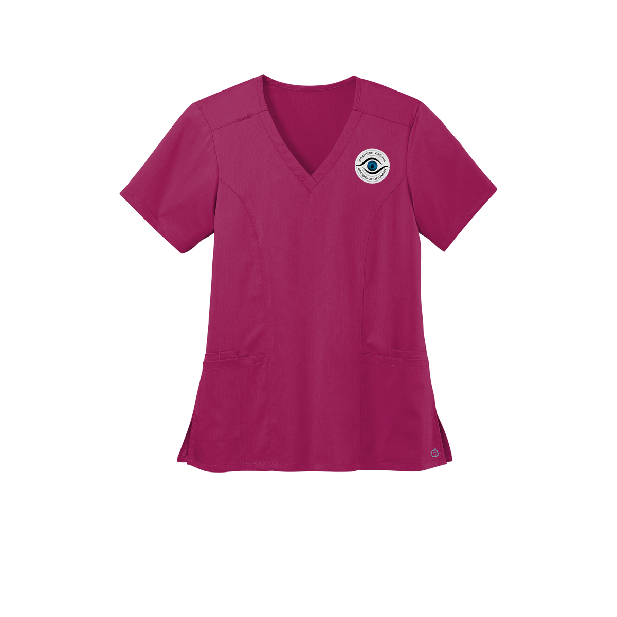 novaeyedocs-wink-womens-premiere-flex-v-neck-embroidery-leftchest-WW4168-wine-flat-front
