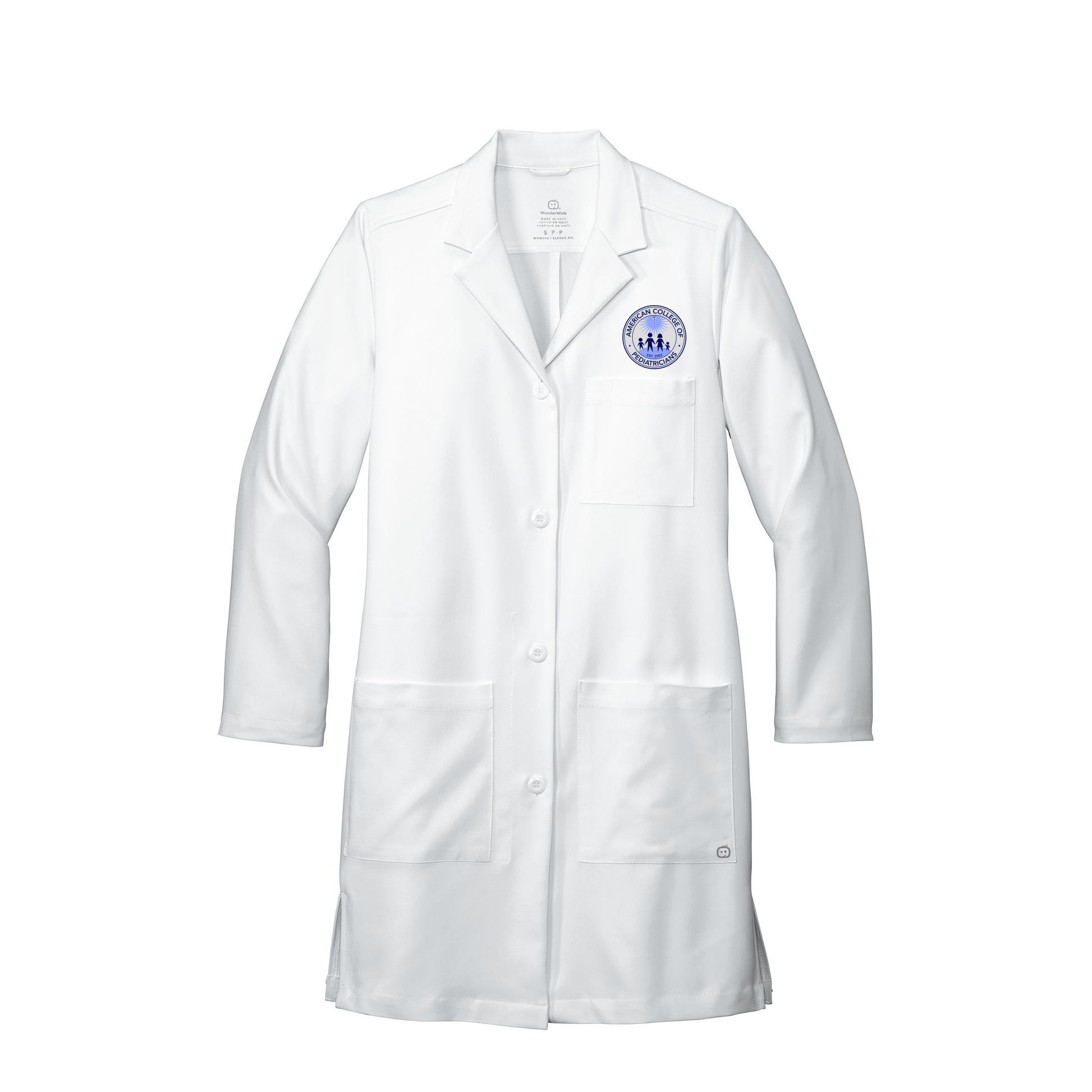 acpeds-wink-womens-lab-coat-long-embroidery-leftchest-WW4172-white-flat-front