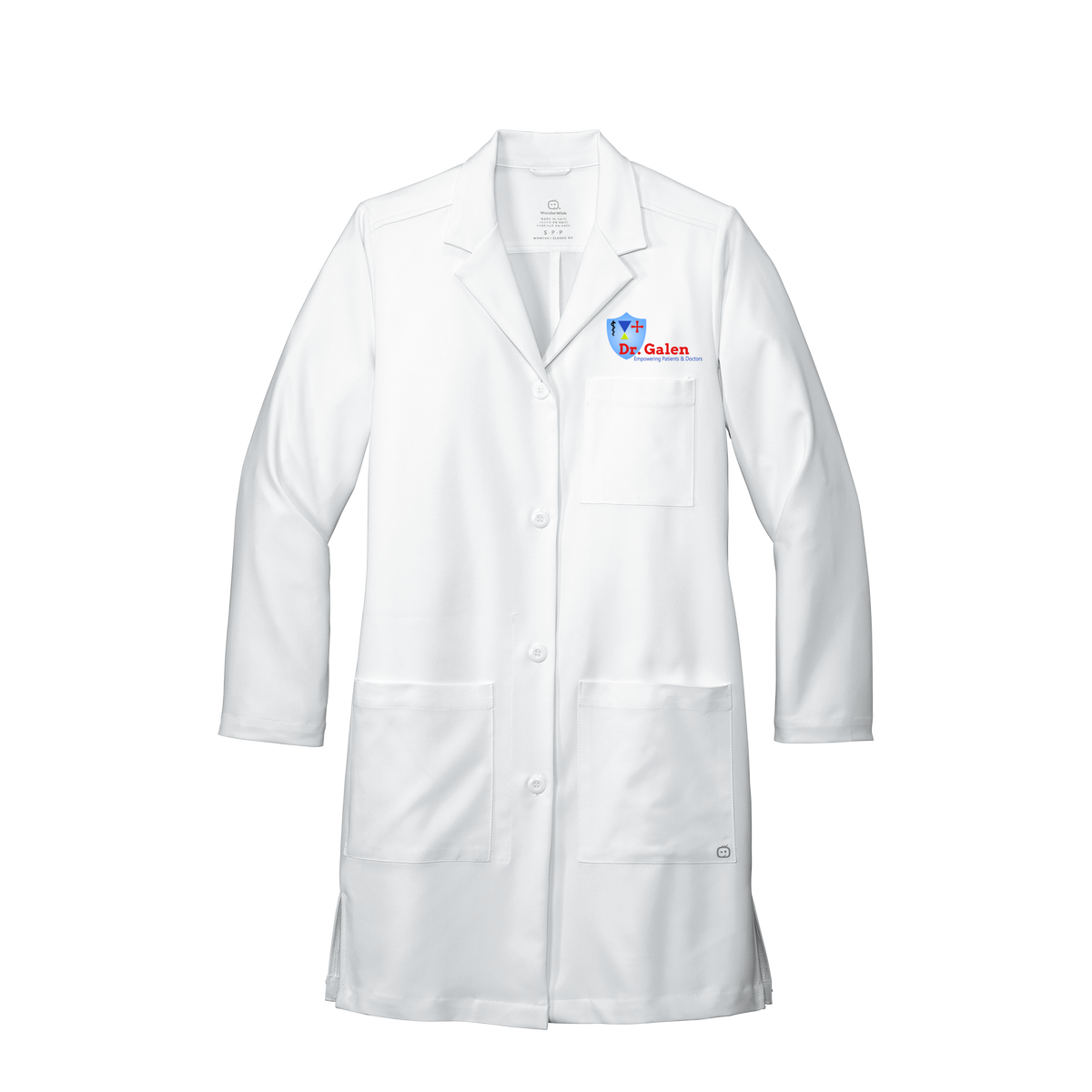drgalen-wink-womens-lab-coat-long-embroidery-leftchest-WW4172-white-flat-front