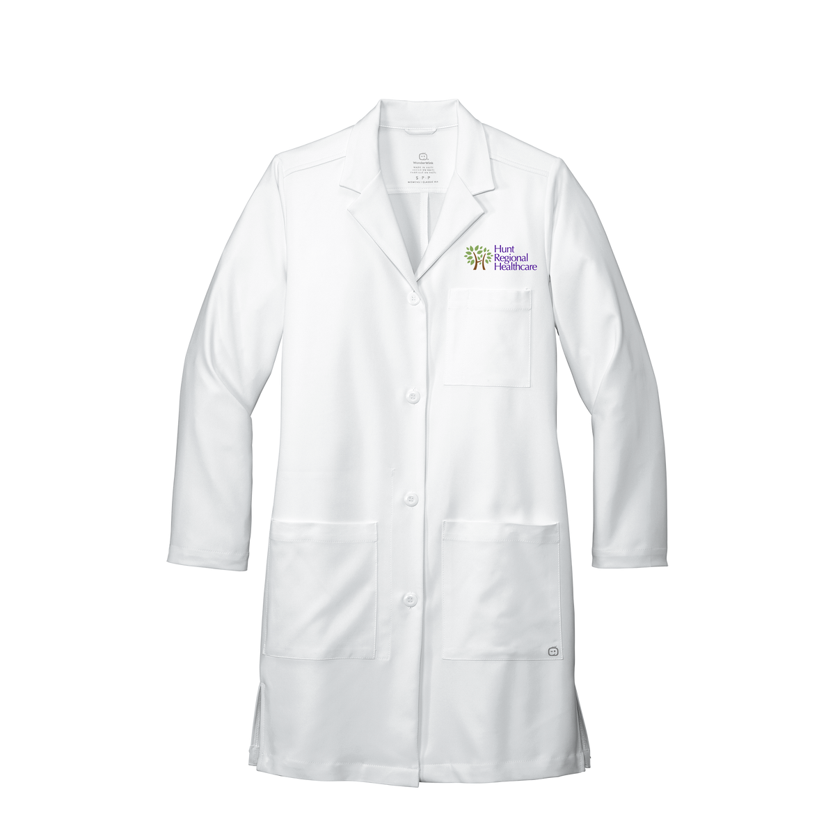 huntregional-wink-womens-lab-coat-long-embroidery-leftchest-WW4172-white-flat-front