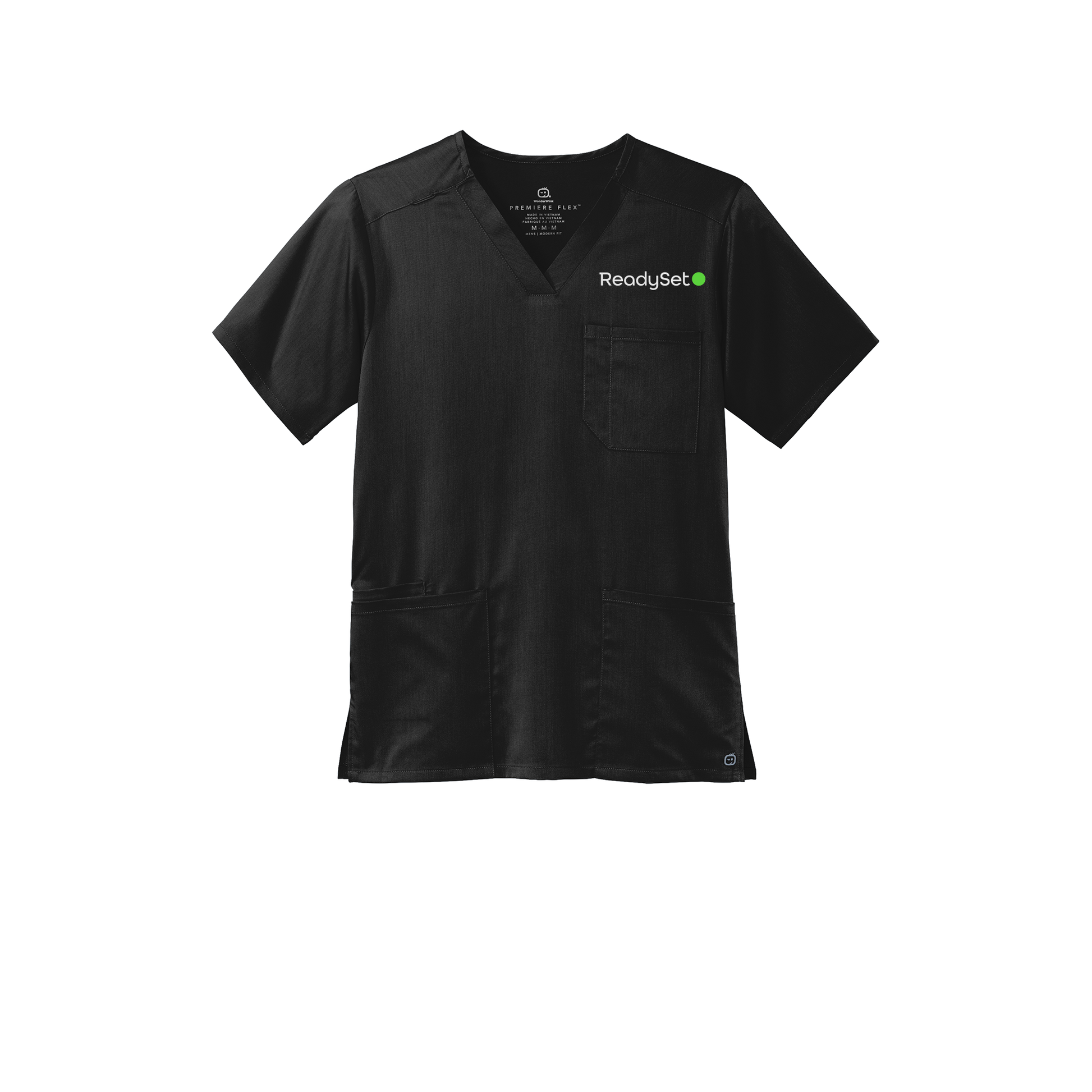 readysetsurgical-wink-mens-premiere-flex-v-neck-embroidery-leftchest-WW5068-black-flat-front