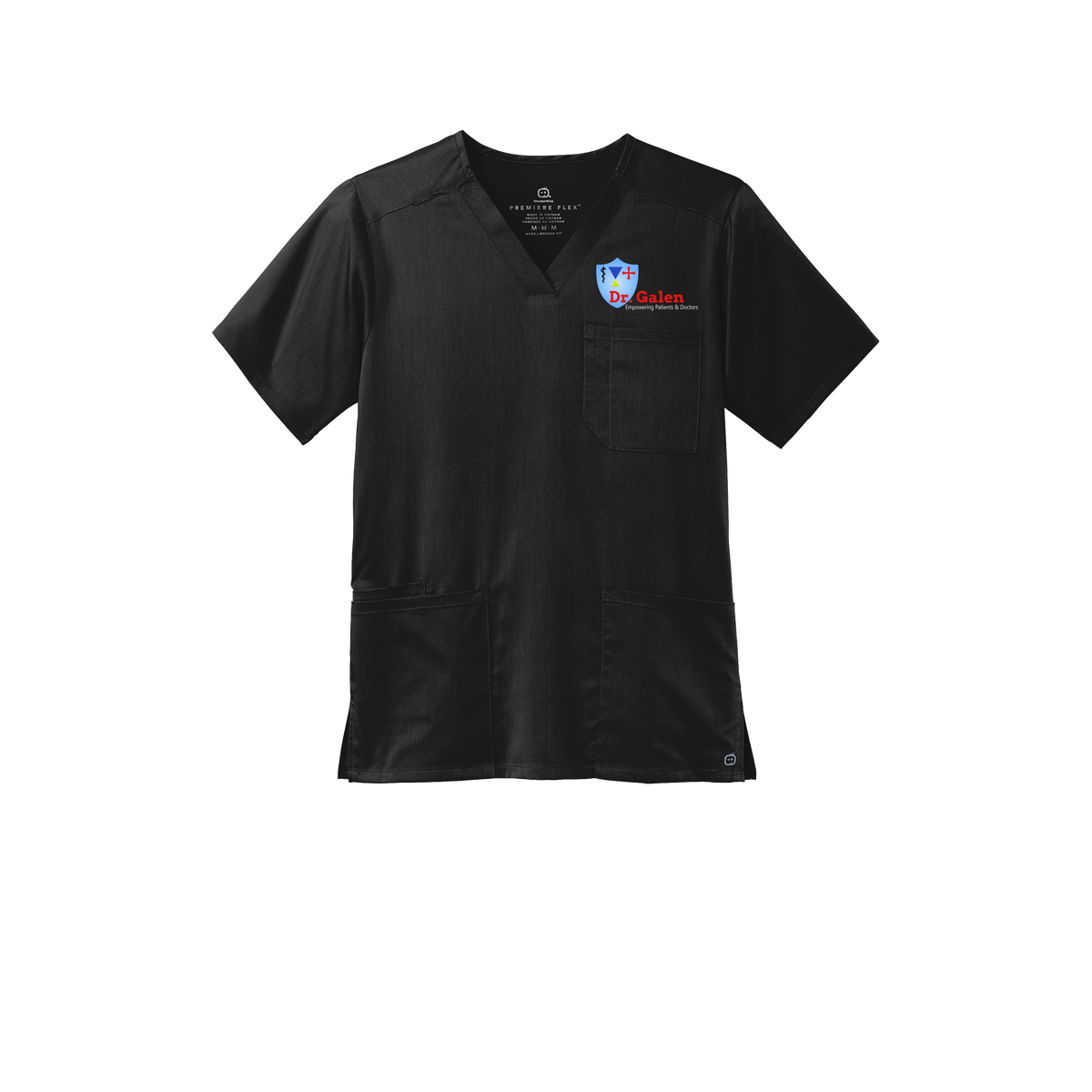 drgalen-wink-mens-premiere-flex-v-neck-embroidery-leftchest-WW5068-black-flat-front