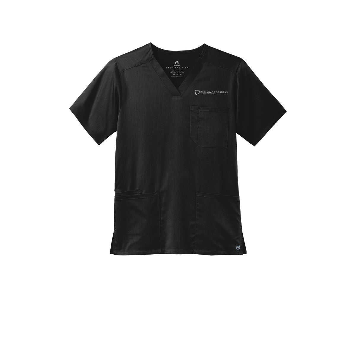 esplanadeseniorcampus-wink-mens-premiere-flex-v-neck-embroidery-leftchest-WW5068-black-flat-front