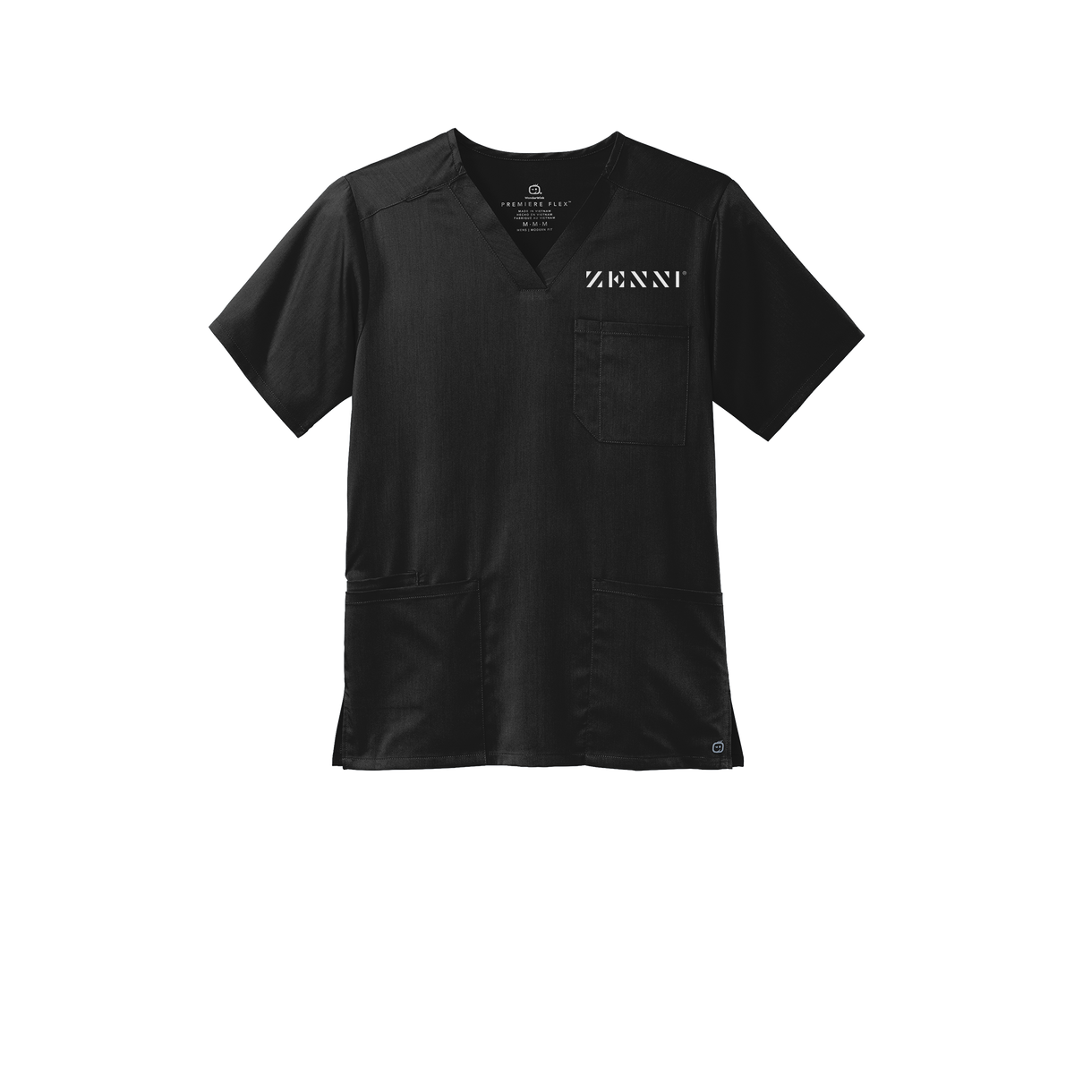 zennioptical-wink-mens-premiere-flex-v-neck-embroidery-leftchest-WW5068-black-flat-front
