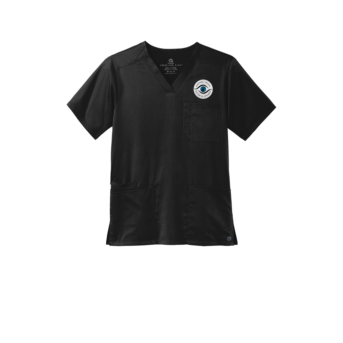 novaeyedocs-wink-mens-premiere-flex-v-neck-embroidery-leftchest-WW5068-black-flat-front