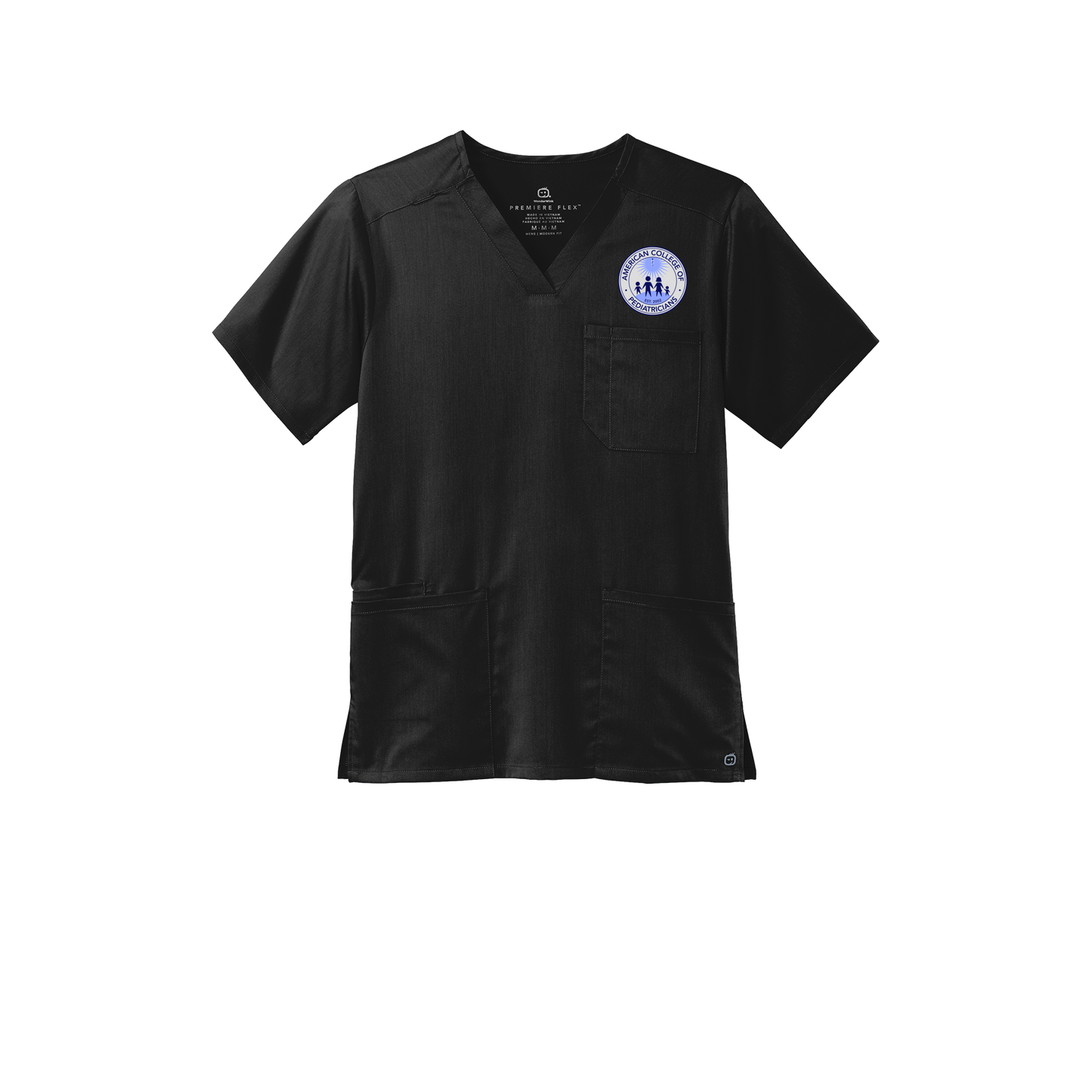 acpeds-wink-mens-premiere-flex-v-neck-embroidery-leftchest-WW5068-black-flat-front