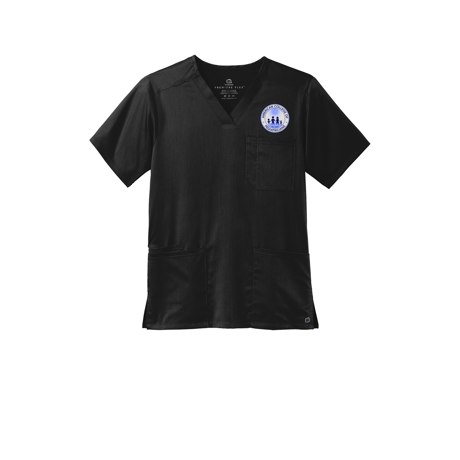 acpeds-wink-mens-premiere-flex-v-neck-embroidery-leftchest-WW5068-black-flat-front