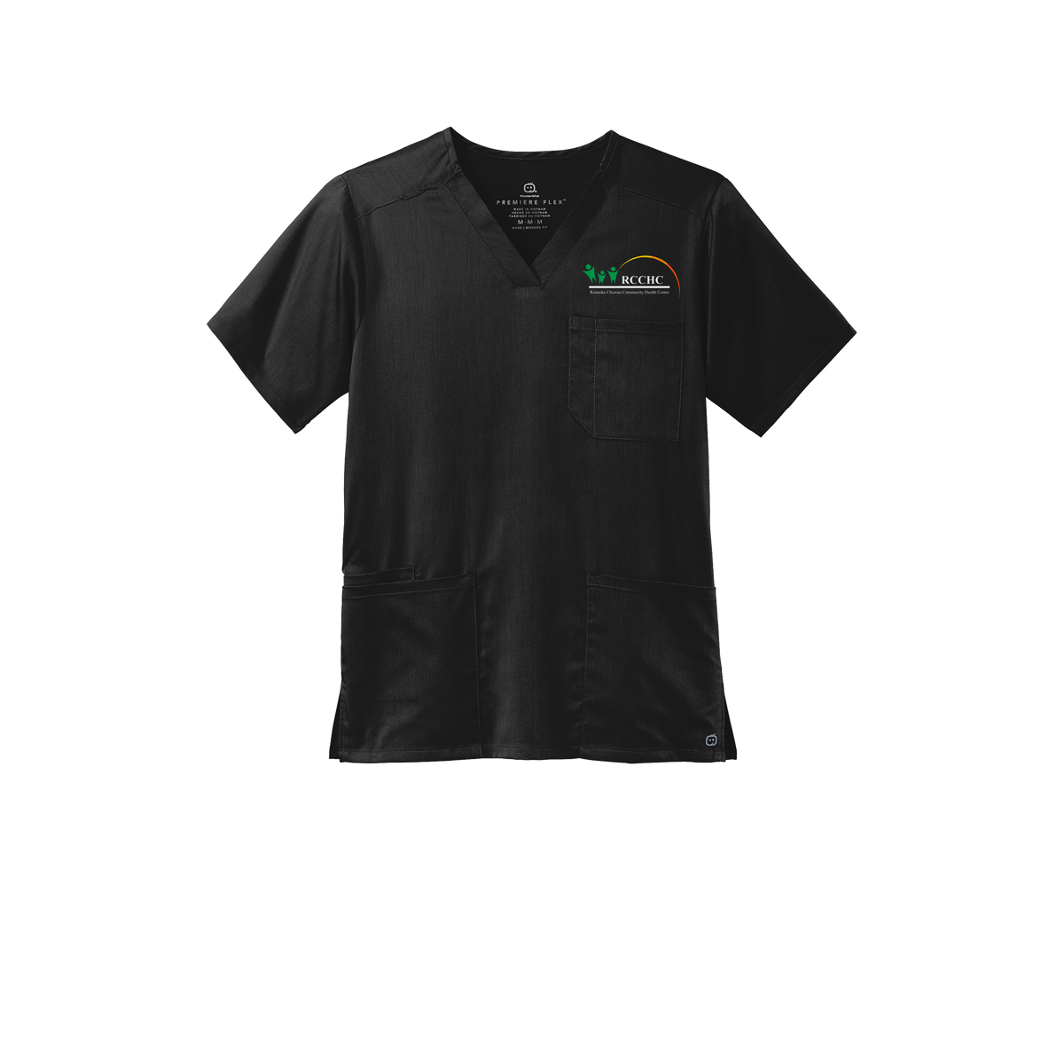 rcchc-wink-mens-premiere-flex-v-neck-embroidery-leftchest-WW5068-black-flat-front