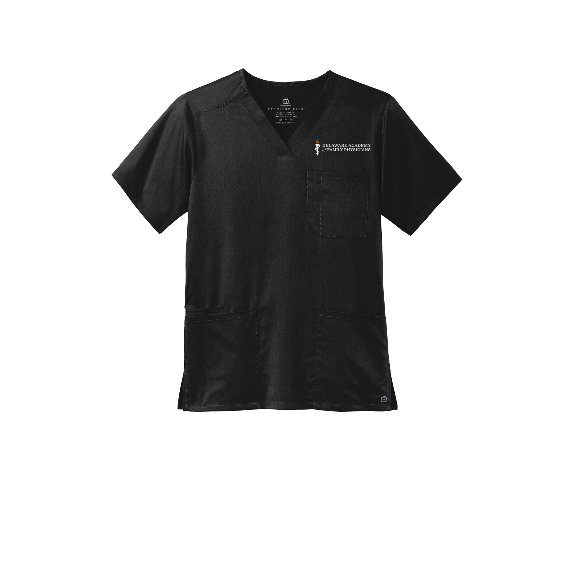 delfamdoc-wink-mens-premiere-flex-v-neck-embroidery-leftchest-WW5068-black-flat-front