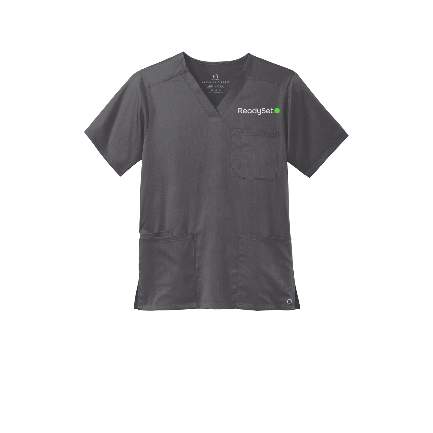 readysetsurgical-wink-mens-premiere-flex-v-neck-embroidery-leftchest-WW5068-pewter-flat-front