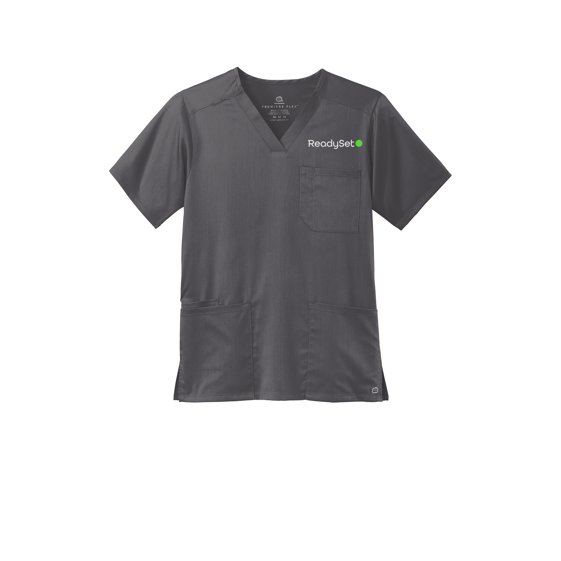 readysetsurgical-wink-mens-premiere-flex-v-neck-embroidery-leftchest-WW5068-pewter-flat-front