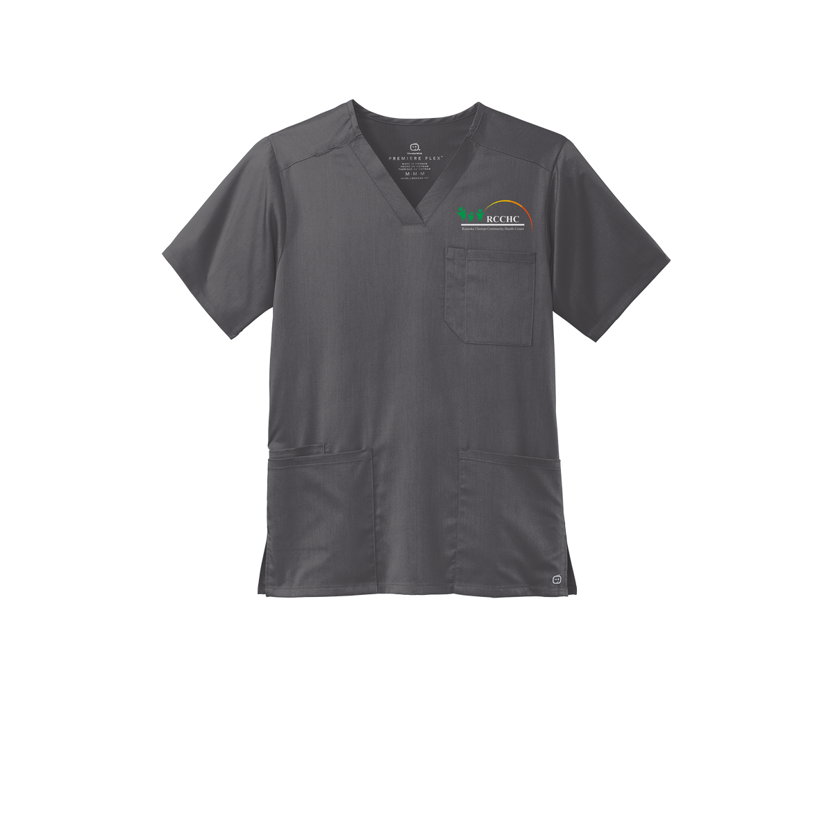 rcchc-wink-mens-premiere-flex-v-neck-embroidery-leftchest-WW5068-pewter-flat-front