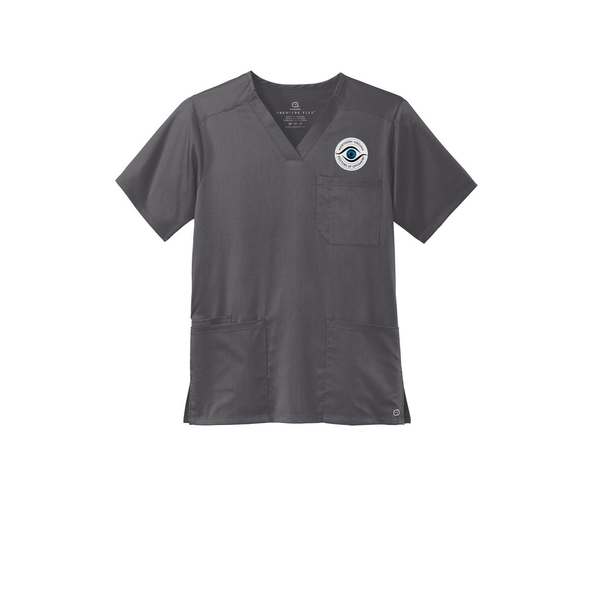 novaeyedocs-wink-mens-premiere-flex-v-neck-embroidery-leftchest-WW5068-pewter-flat-front