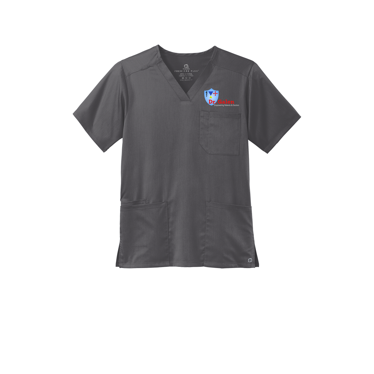 drgalen-wink-mens-premiere-flex-v-neck-embroidery-leftchest-WW5068-pewter-flat-front