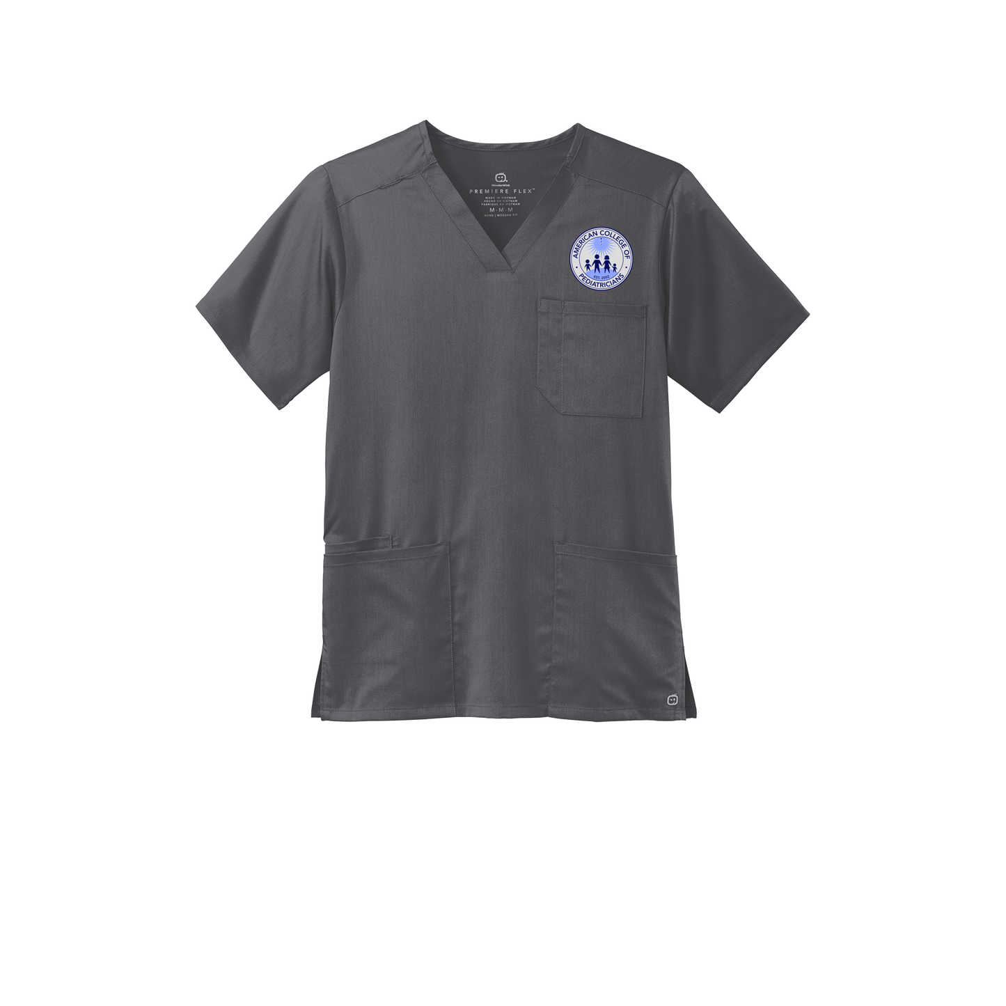 acpeds-wink-mens-premiere-flex-v-neck-embroidery-leftchest-WW5068-pewter-flat-front