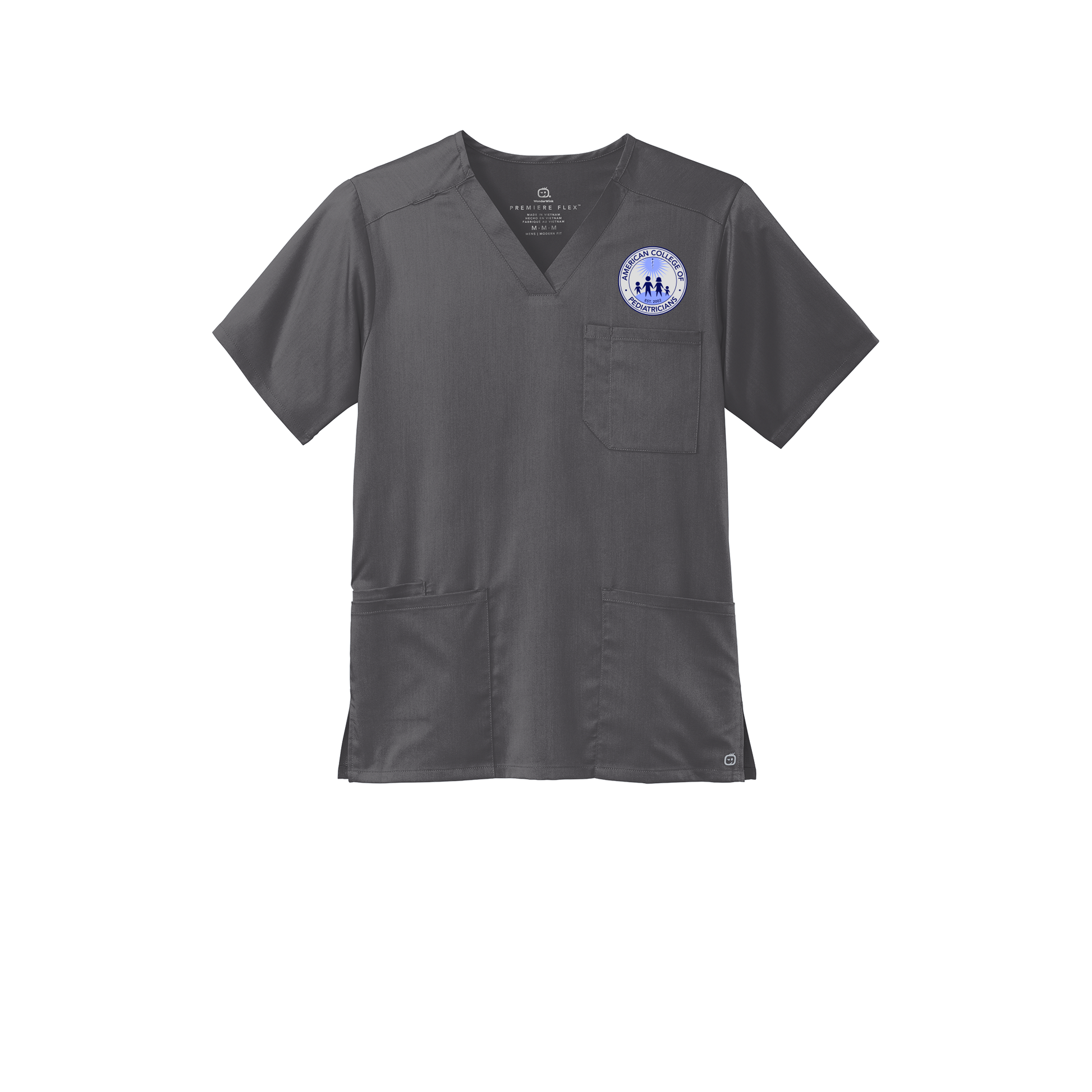 acpeds-wink-mens-premiere-flex-v-neck-embroidery-leftchest-WW5068-pewter-flat-front