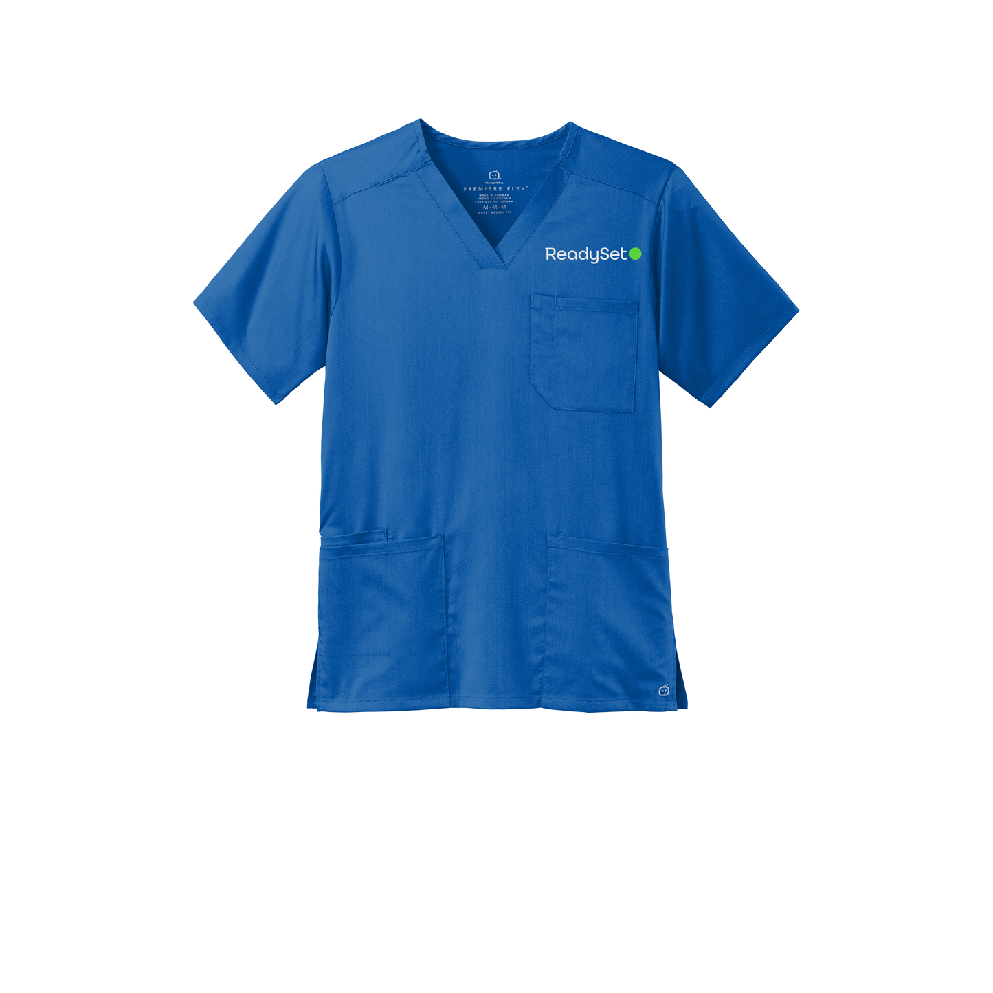 readysetsurgical-wink-mens-premiere-flex-v-neck-embroidery-leftchest-WW5068-royal-flat-front
