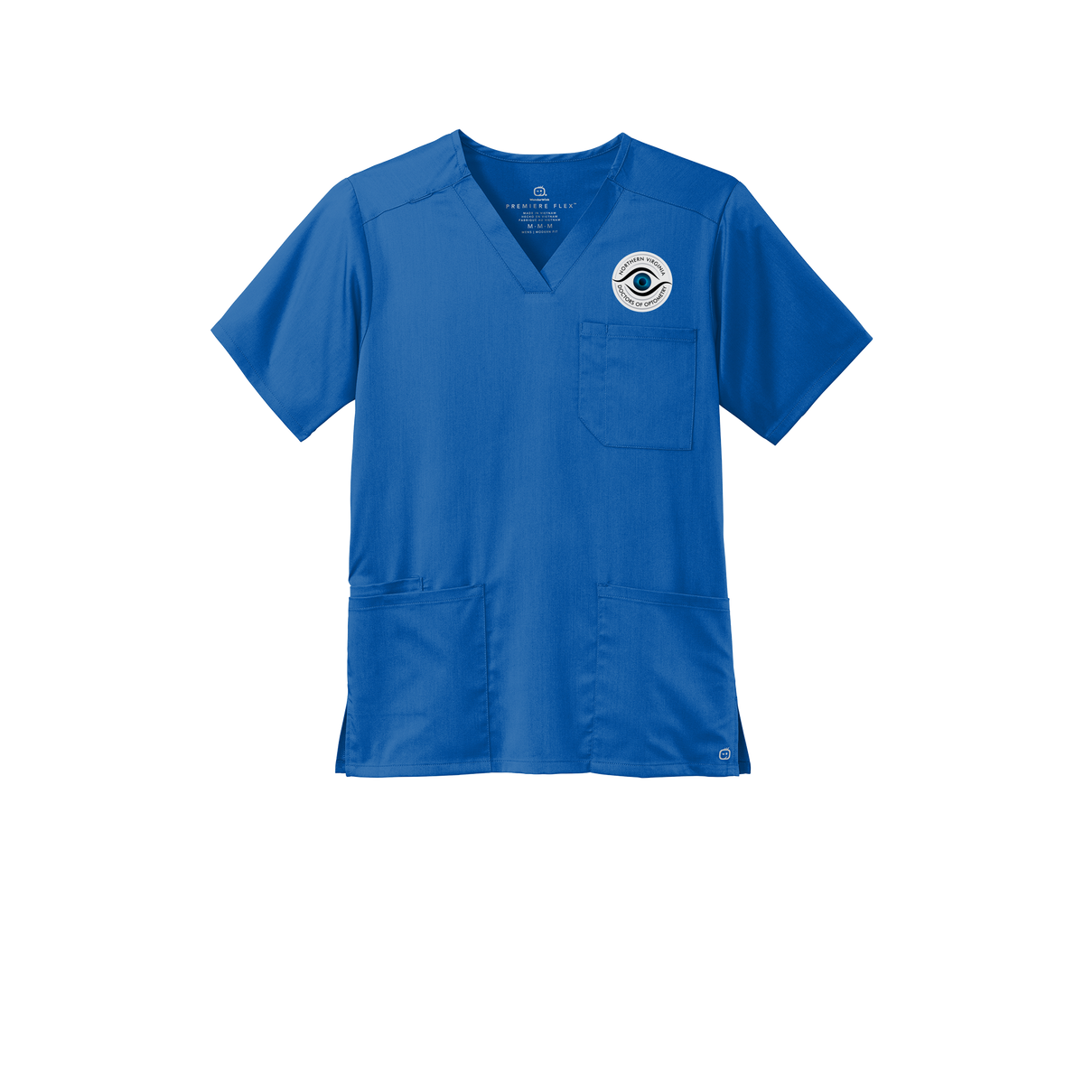 novaeyedocs-wink-mens-premiere-flex-v-neck-embroidery-leftchest-WW5068-royal-flat-front