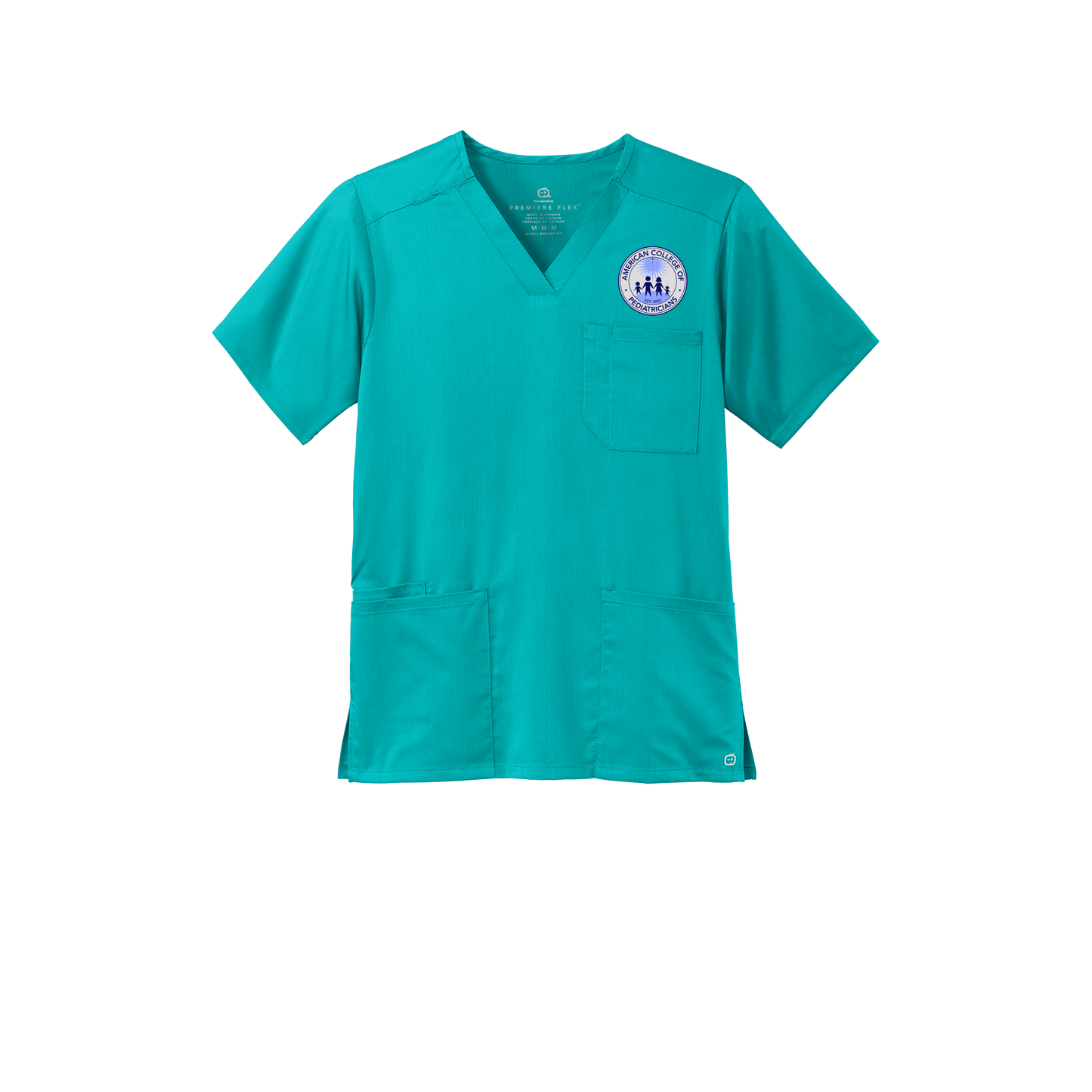acpeds-wink-mens-premiere-flex-v-neck-embroidery-leftchest-WW5068-teal-flat-front