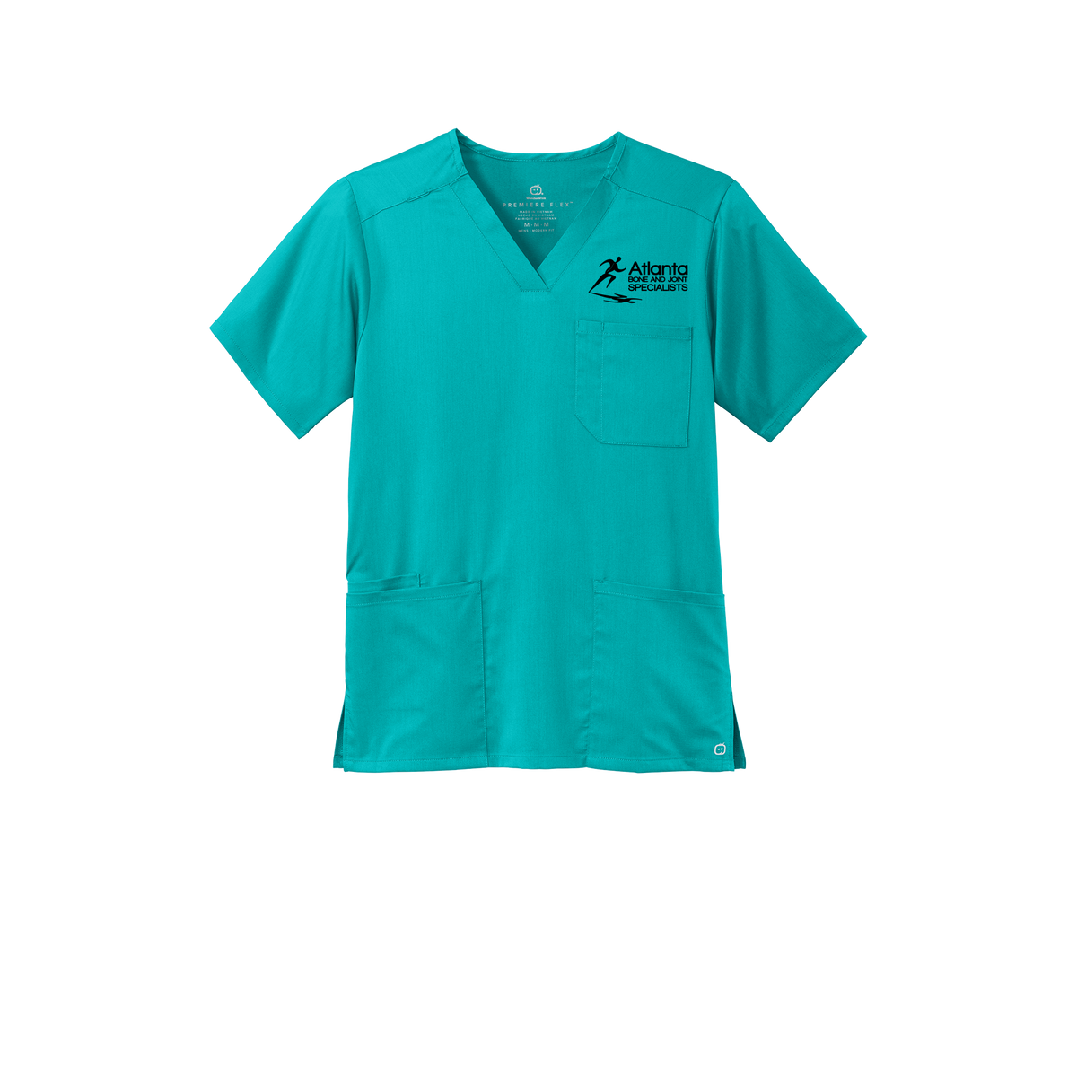 atlantaboneandjoint-wink-mens-premiere-flex-v-neck-embroidery-leftchest-WW5068-teal-flat-front
